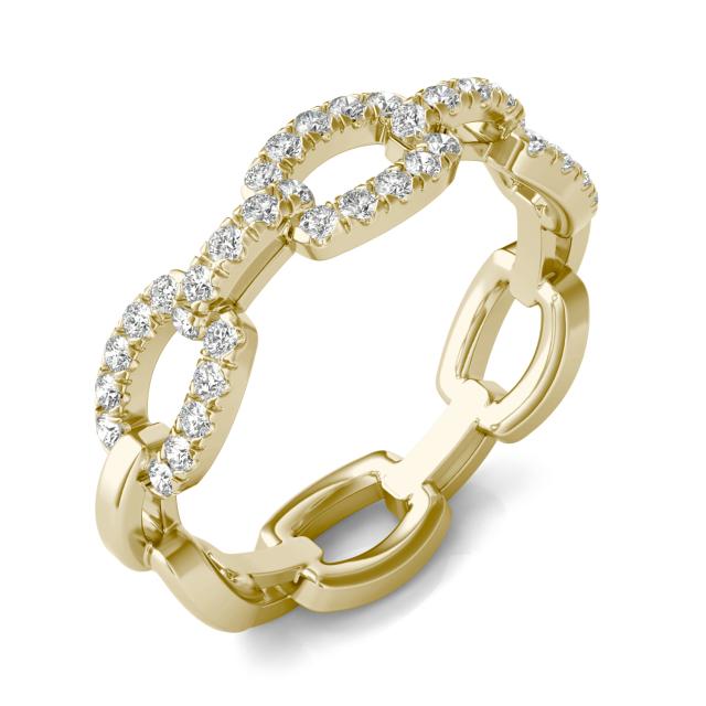 1/3 CTW Round Caydia Lab Grown Diamond Oval Chain Link Ring 14K Yellow Gold