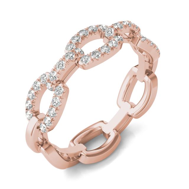 1/3 CTW Round Caydia Lab Grown Diamond Oval Chain Link Ring 14K Rose Gold