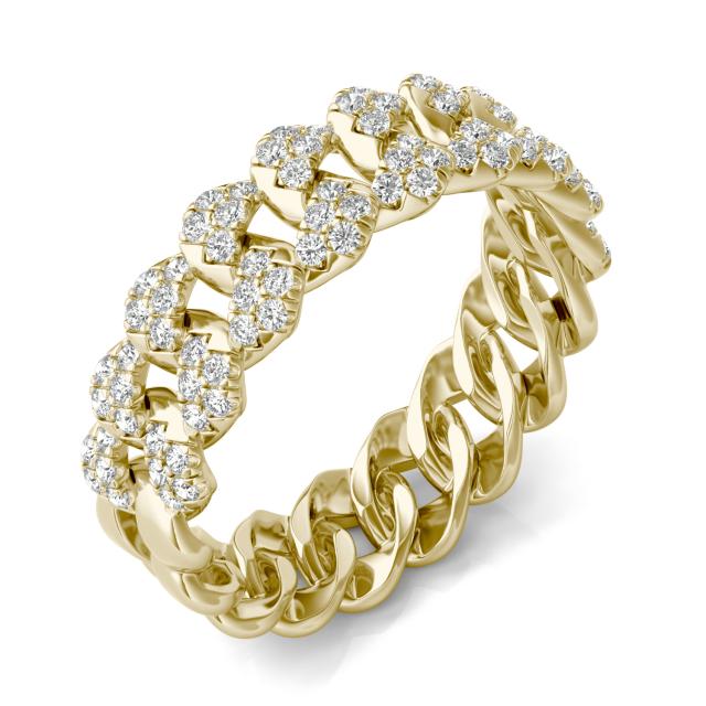 1/2 CTW Round Caydia Lab Grown Diamond Pave Chain Link Ring 14K Yellow Gold