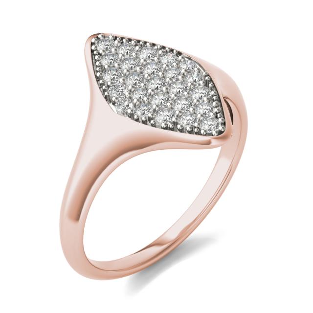 2/5 CTW Round Caydia Lab Grown Diamond Signature Star Marquise Cluster Signet Ring 14K Rose Gold