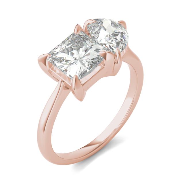 3.00 CTW DEW Pear and Princess Forever One Moissanite Classic Toi et Moi Ring 14K Rose Gold