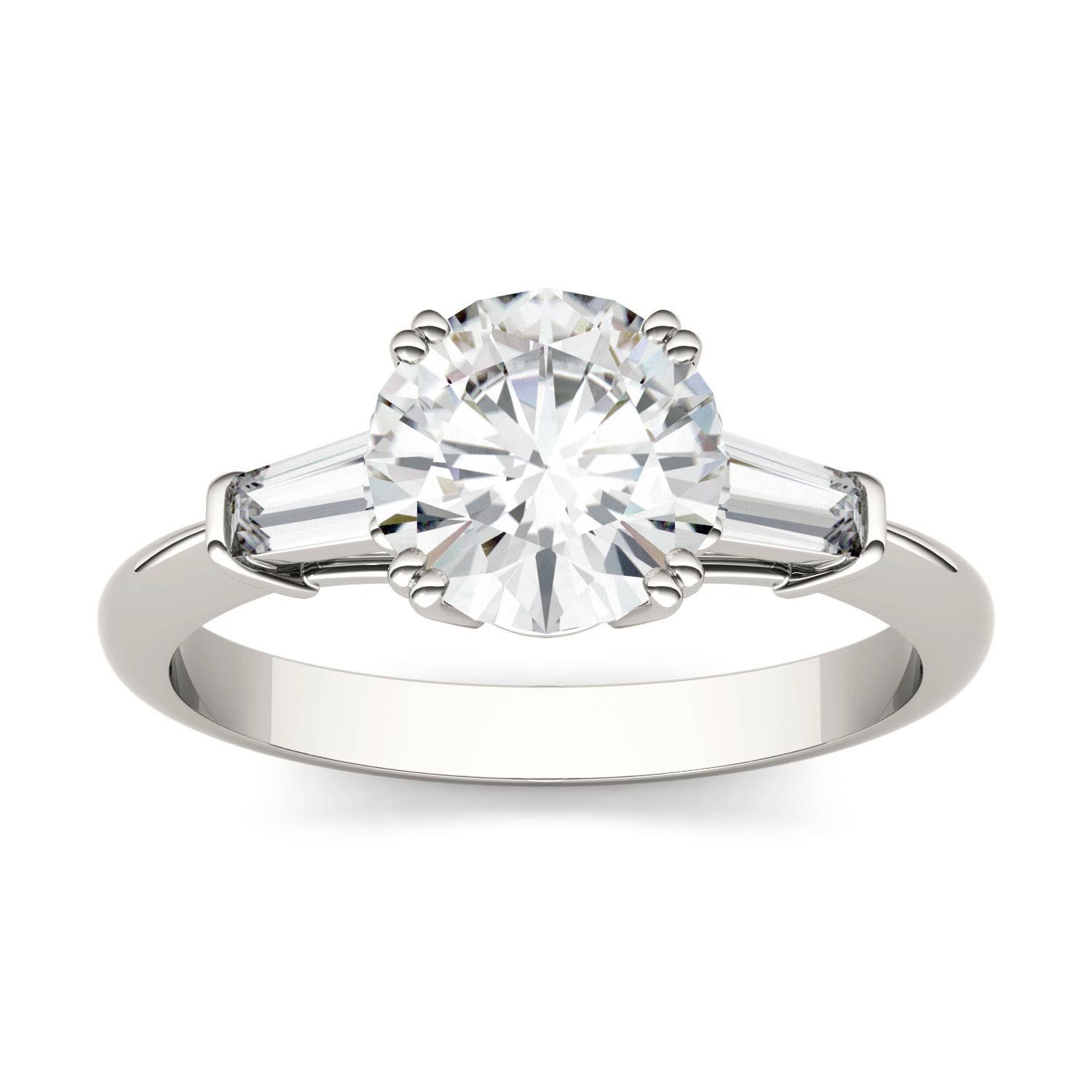 1.97 CTW DEW Round Forever One Moissanite Three Stone Engagement