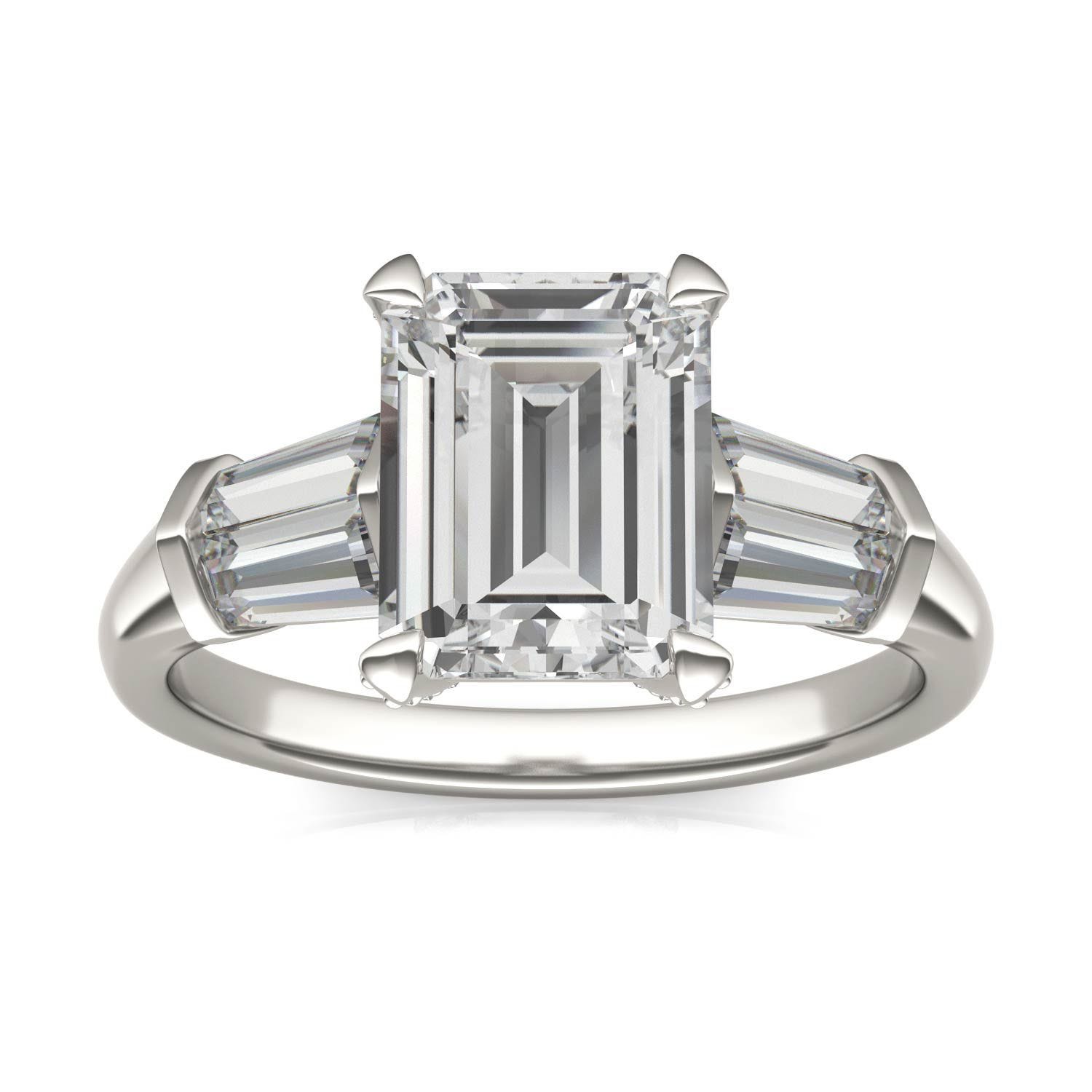 Kobelli 4.1ct Emerald Moissanite Three Stone 14k Gold Engagement Ring