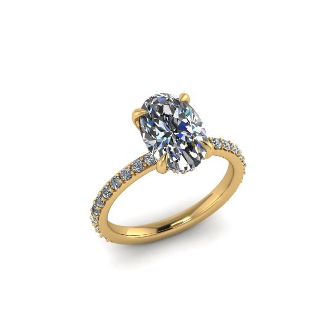 **Special Order - Custom 3 1/10 CTW Oval Caydia Lab Grown Diamond Hidden Halo Accented Engagement Ring 14K Yellow Gold
