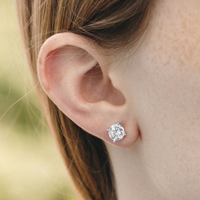 2.40 CTW DEW Round Forever One Moissanite Four Prong Martini Stud Earrings in 14K Rose Gold
