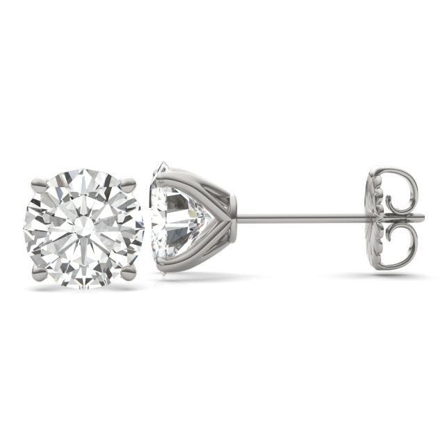 7.20 CTW DEW Round Forever One Moissanite Four Prong Martini Solitaire Stud Earrings in 14K White Gold