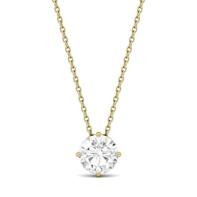 1.00 CTW DEW Round Forever One Moissanite Solitaire Pendant in 14K Yellow Gold