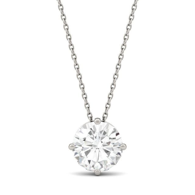1.92 CTW DEW Round Forever One Moissanite Solitaire Pendant in 14K White Gold
