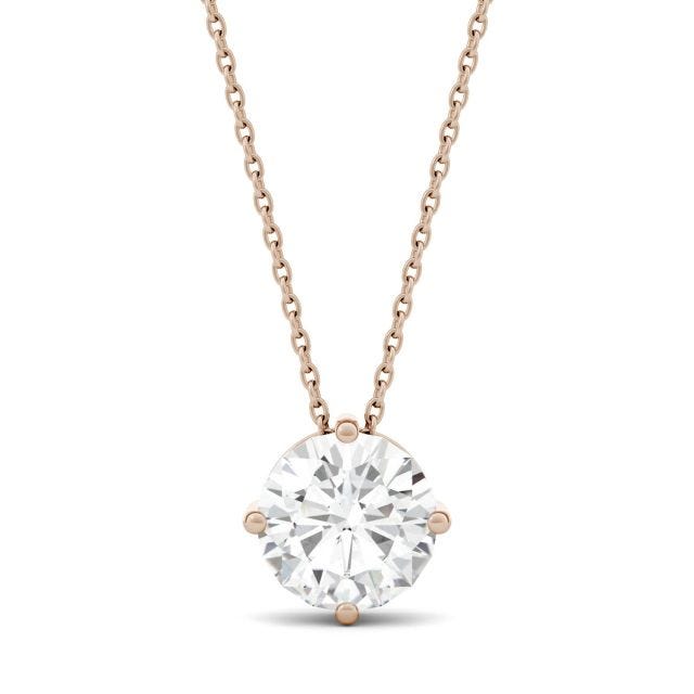 1.92 CTW DEW Round Forever One Moissanite Solitaire Pendant in 14K Rose Gold