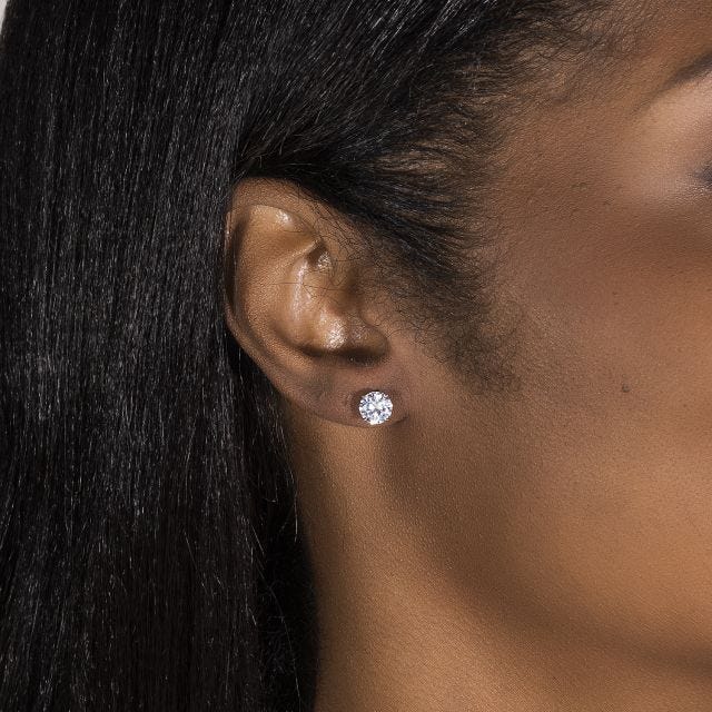 3.20 CTW DEW Round Forever One Moissanite Stud Earrings in Platinum