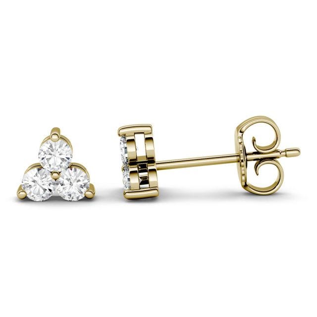 0.36 CTW DEW Round Forever One Moissanite Trio Stud Earrings in 14K Yellow Gold