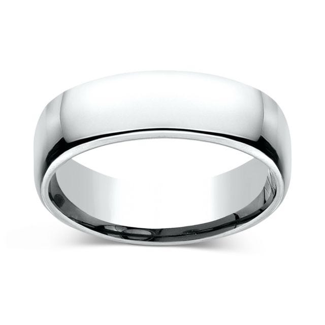 European Comfort Fit 6.5mm Ring in 14K White Gold