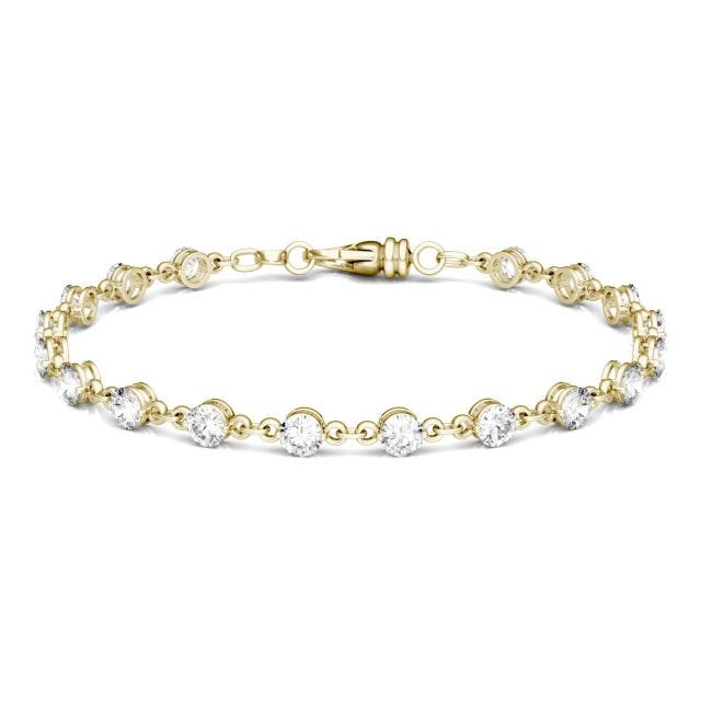 4.14 CTW DEW Round Forever One Moissanite Link Bracelet in 14K Yellow Gold
