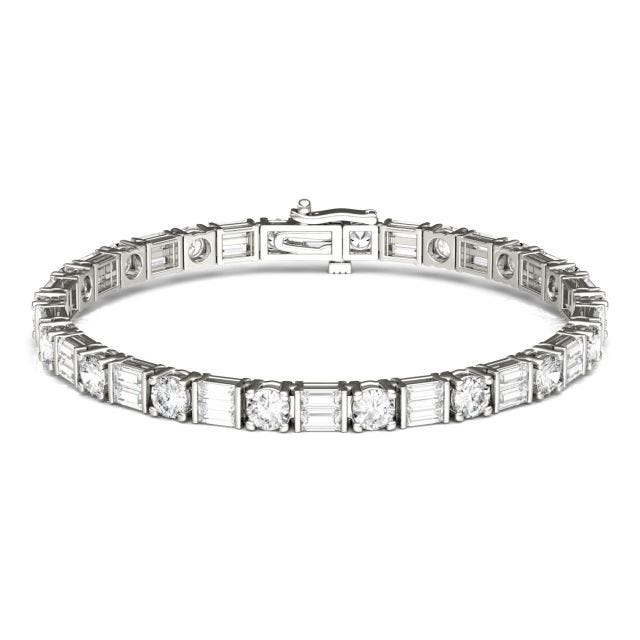Forever One 8.32CTW Baguette & Round Near-colorless Moissanite Tennis Bracelet in 14K White Gold - 7 INCHES