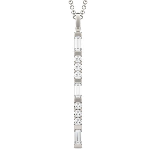 0.50 CTW DEW Straight Baguette Forever One Moissanite Linear Necklace in 14K White Gold
