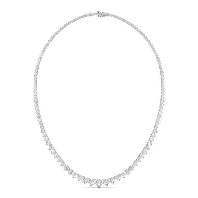 14.35 CTW DEW Round Forever One Moissanite Graduated Riviera Tennis Necklace in 14K White Gold
