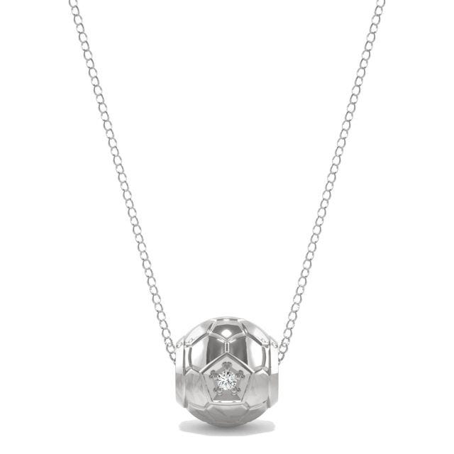Soccer Ball Solid Charm Necklace with Moissanite Accents in Sterling Silver