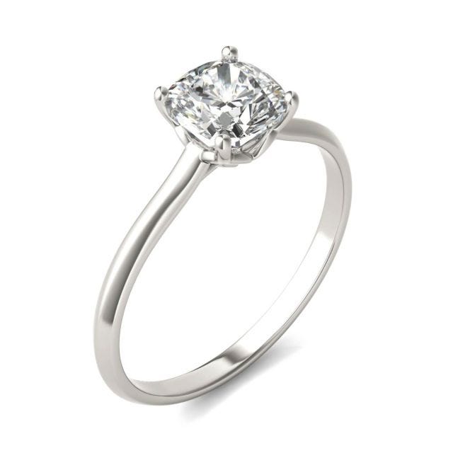 1 CTW Cushion Caydia Lab Grown Diamond Signature Solitaire Engagement Ring 18K White Gold