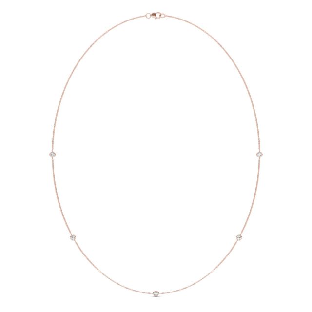 1/2 CTW Round Caydia Lab Grown Diamond 18in Station Necklace 14K Rose Gold