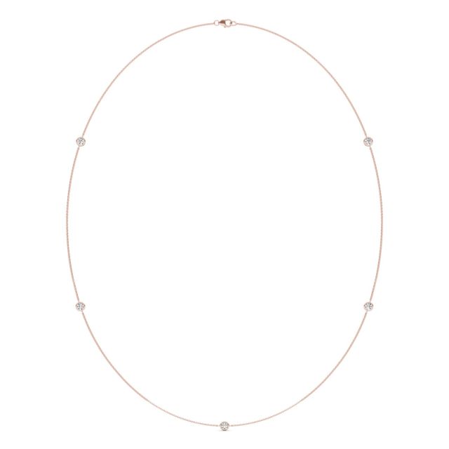 1 CTW Round Caydia Lab Grown Diamond 24in Station Necklace 14K Rose Gold