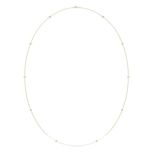 1 CTW Round Caydia Lab Grown Diamond 36in Station Ten Stone Necklace 14K Yellow Gold
