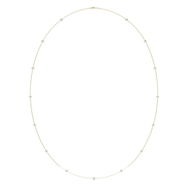 1 1/2 CTW Round Caydia Lab Grown Diamond 36in Station Fifteen Stone Necklace 14K Yellow Gold