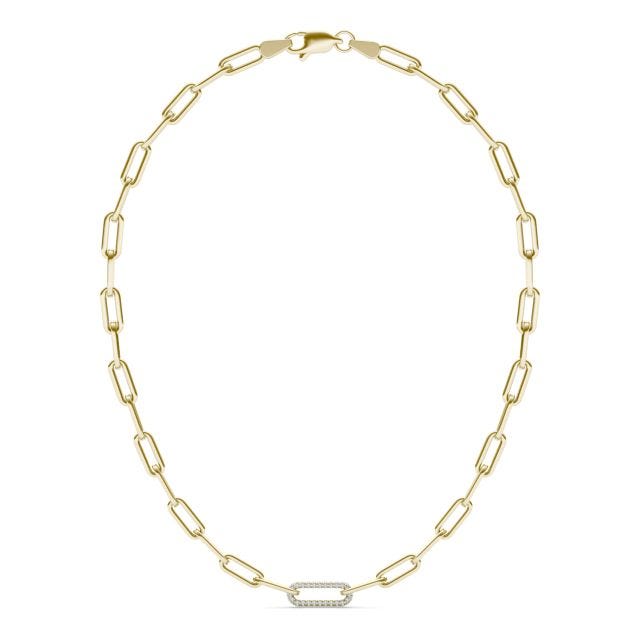 2/5 CTW Round Caydia Lab Grown Diamond 24in Pave Chain Link Necklace 14K Yellow Gold