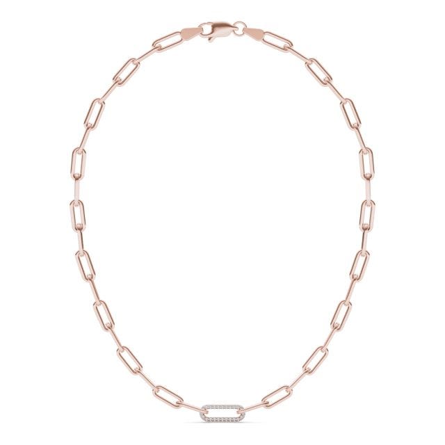 2/5 CTW Round Caydia Lab Grown Diamond 24in Pave Chain Link Necklace 14K Rose Gold