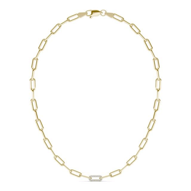 1/4 CTW Round Caydia Lab Grown Diamond 18in Pave Chain Link Necklace 14K Yellow Gold