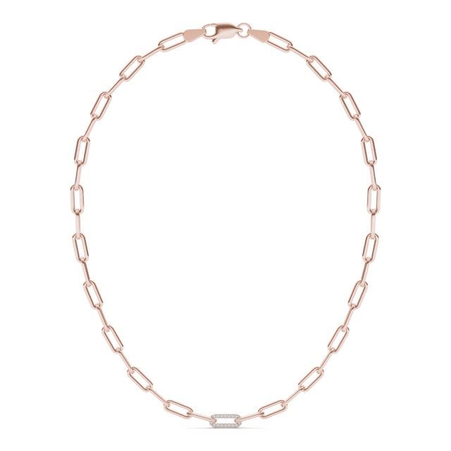 1/4 CTW Round Caydia Lab Grown Diamond 18in Pave Chain Link Necklace 14K Rose Gold