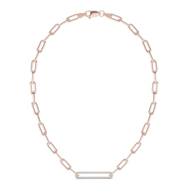 3/4 CTW Round Caydia Lab Grown Diamond 18in Large Pave Chain Link Necklace 14K Rose Gold