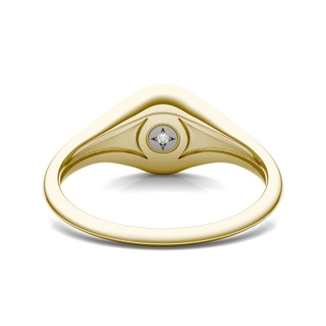 Round Caydia Lab Grown Diamond Signature Round Initial Signet Ring 14K Yellow Gold