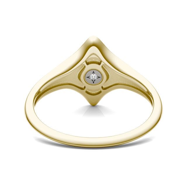 Round Caydia Lab Grown Diamond Signature Marquise Initial Signet Ring 14K Yellow Gold