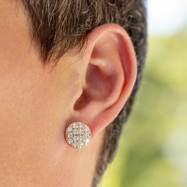 1 2/5 CTW Round Caydia Lab Grown Diamond Pavé Stud Earrings 14K White Gold