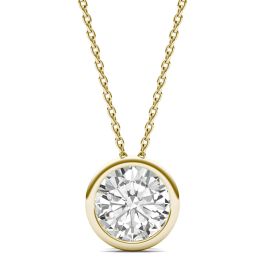 1.90 CTW DEW Round Forever One Moissanite Bezel Set Solitaire Pendant in  14K Yellow Gold