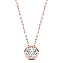 Rose Moissanite Halo Pendant Necklace 14k Rose Gold Plate Jewelry 18" Chain