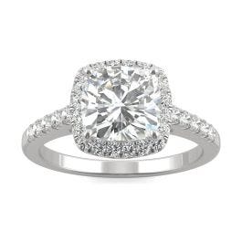 2.40 CTW DEW Cushion Forever One Moissanite Halo with Side Accents ...