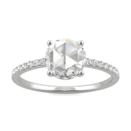 Foreverone Hidden Halo Engagement Ring with 6 Prong Setting 1.50 Ct Round Colorless Moissanite Wedding Ring 14K Rose Gold Bridal Collection