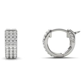 Princess Diamond Alternatives Huggie Small Hoop Earrings White 14k over 925 SS 