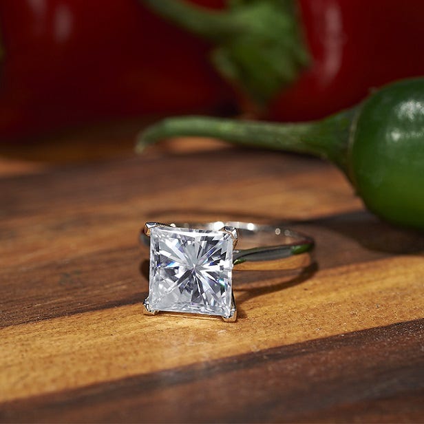 The fabulous March Square Brilliant Solitaire Ring, available on Moissanite.com