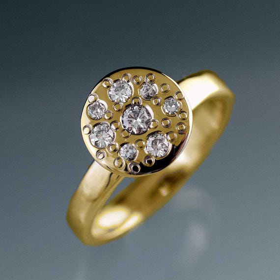 Moissanite Star Dust Engagement Ring, NodeformWeddings on Etsy, from $875
