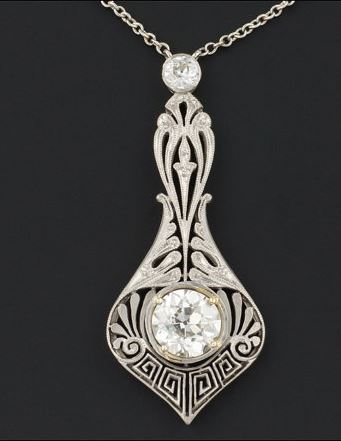 Antique Edwardian Platinum and 1.39ctw Diamond Necklace, dated 1901-1910, TrademarkAntiques on Etsy, $8,500