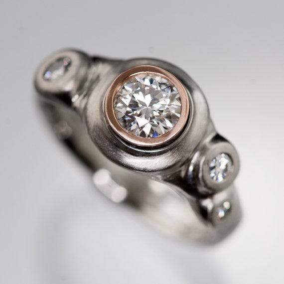 Moissanite Buds Palladium Engagement Ring, NodeformWeddings on Etsy, from $1,240