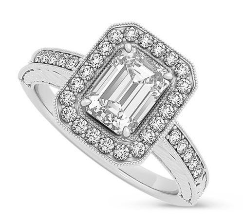 The brand-new Fallon Ring, now available on Moissanite.com. We love the halo & emerald cut combo! 