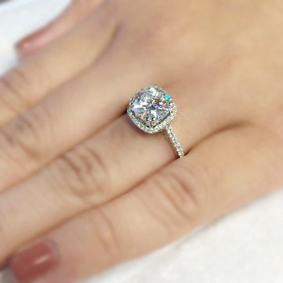 Custom-made Forever Brilliant® Moissanite engagement ring by Fire & Brilliance