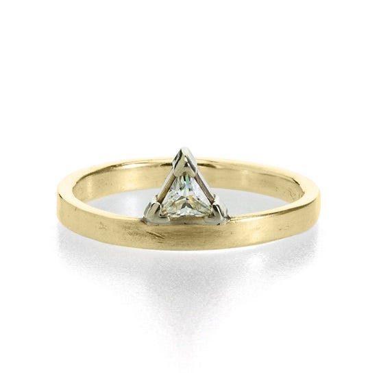 Triangle Moissanite Ring, Peaces of Indigo, $942