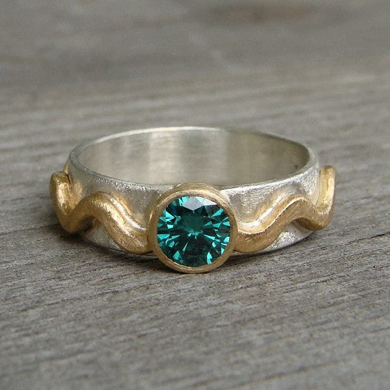 Green Moissanite “Wave” Ring, McFarland Designs, $798