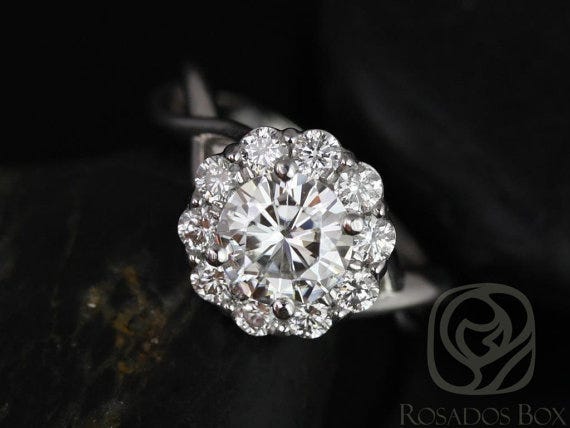 Renee Flower Halo Engagement Ring, RosadosBox, $1,725