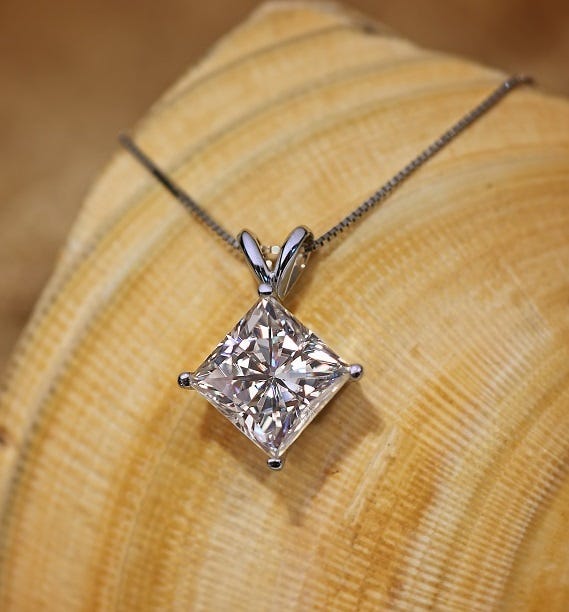 The Adhara pendant from Moissanite.com is an elegant classic 