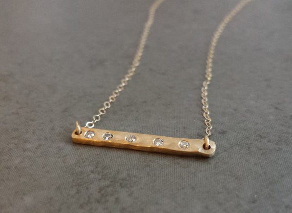Hammered Bar Necklace, Alchemy House Jewellery, $375